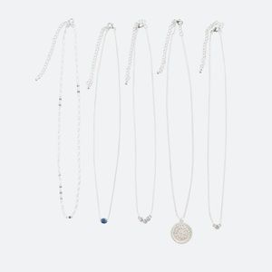 KEVIA Frederick Five Piece Necklace Set - Silver Tone